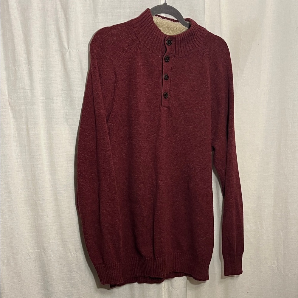 Bass 100% Cotton Men's Burgundy Crewneck Sweater
